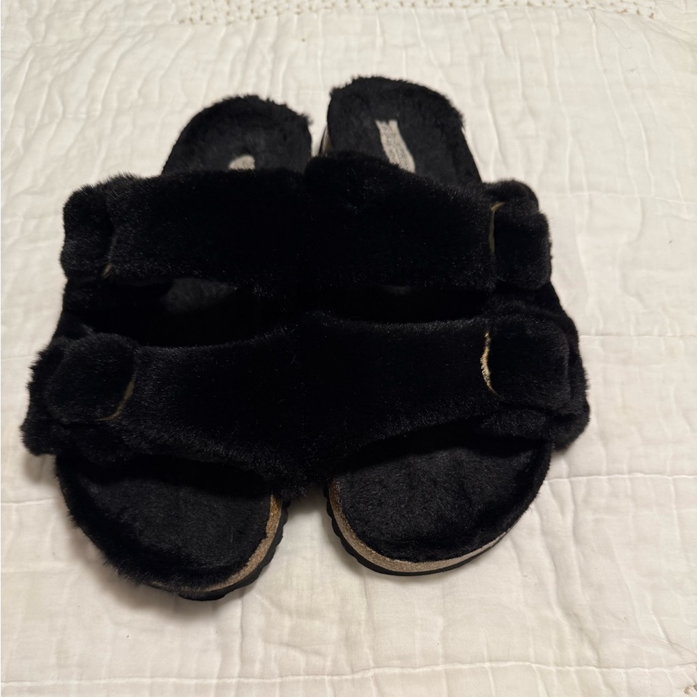 Primark Black Fuzzy Sandals